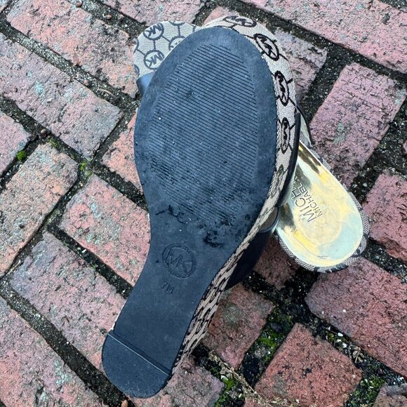 Michael Kors MK Logo Platform Wedge Slides Size 7 - Picture 8 of 8